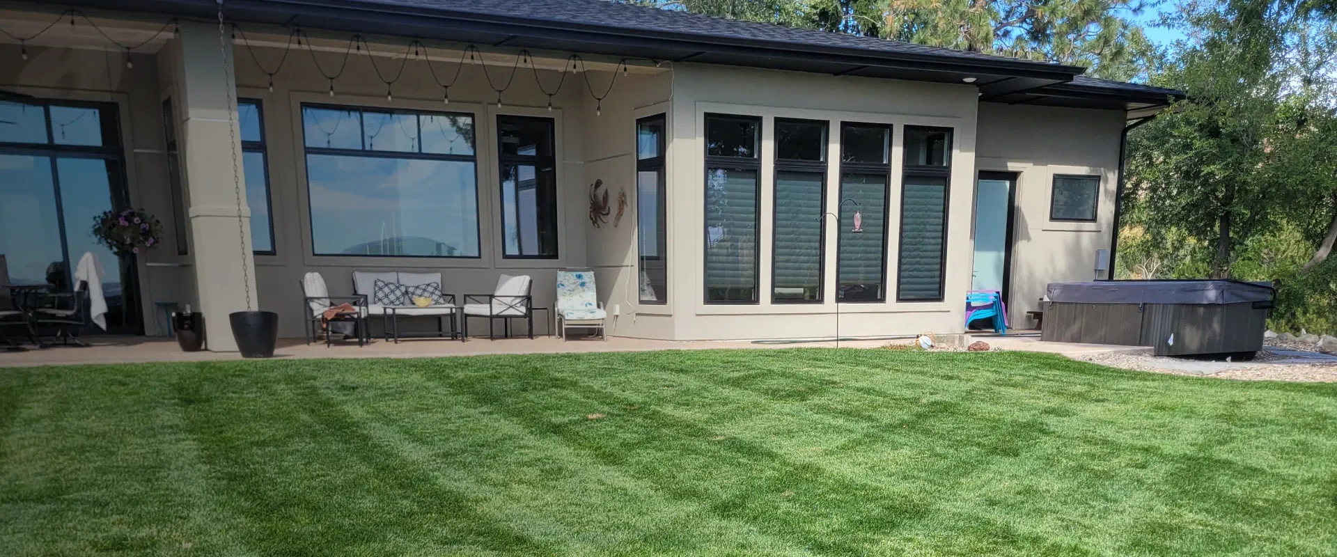 exterior view of a house with a beautiful lawn